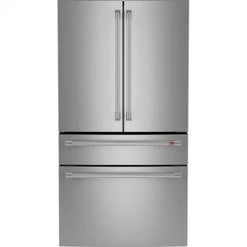 Standard-Depth Matte White with Brushed Bronze Handles 28.7-Cu Ft 4 -Door 36-In Wide Smart Compatible French Door Refrigerator with Ice Maker with Water Dispenser ( Matte White with Brushed Bronze Handles ) ENERGY STAR Certified